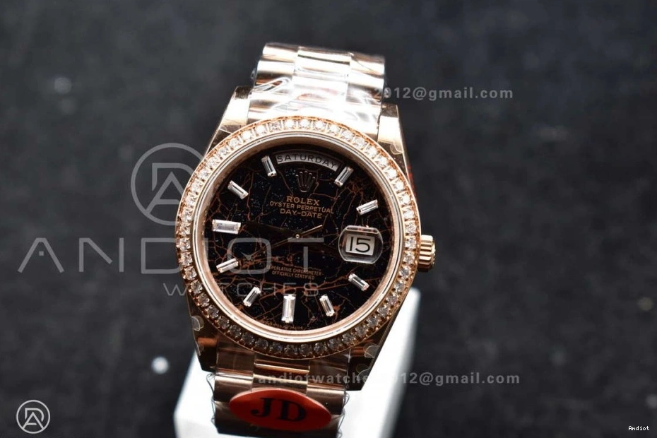 40 904L On Meteorite Steel President Markers A3255 RG Crystal Bracelet DayDate Dial JDF 0129